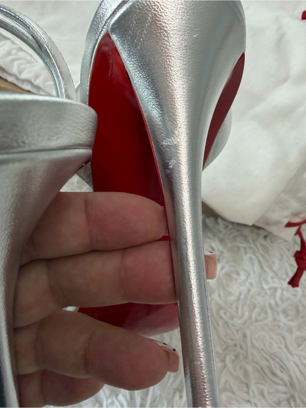 Christian Louboutin "Miss Z" sandals in metallic silver leather - Picture 7 of 15
